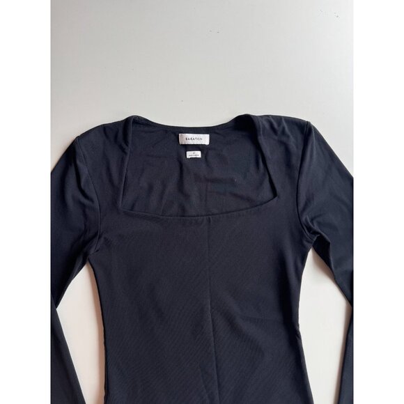 Aritzia BABATON Contour Black Jersey Square Neck Long Sleeve Bodysuit, Size S - Picture 2 of 16